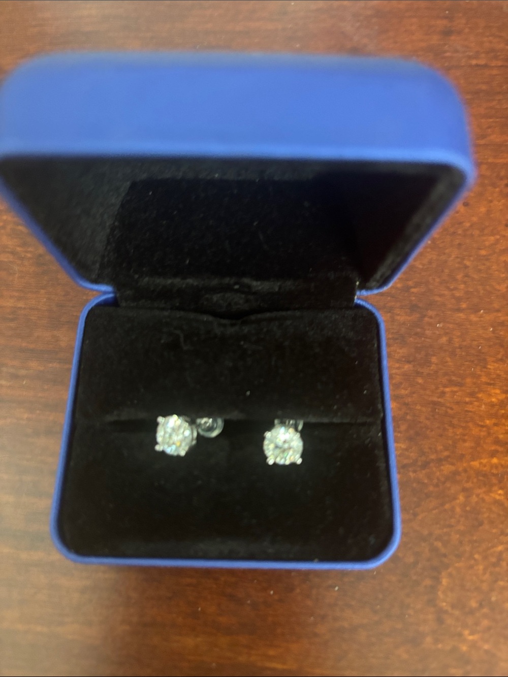 Classic Silver-Tone Clear Crystal Stud Earrings - White